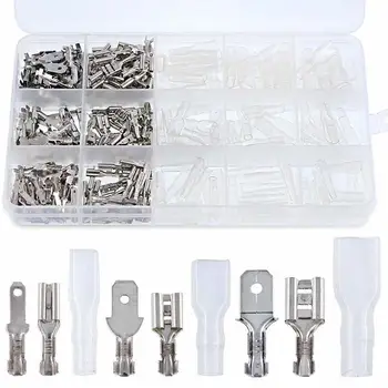 

315PCS Quick Splice 2.8mm 4.8mm 6.3mm Male and Female Wire Spade Connector Wire Crimp Terminal Block with Insulating Sleeve