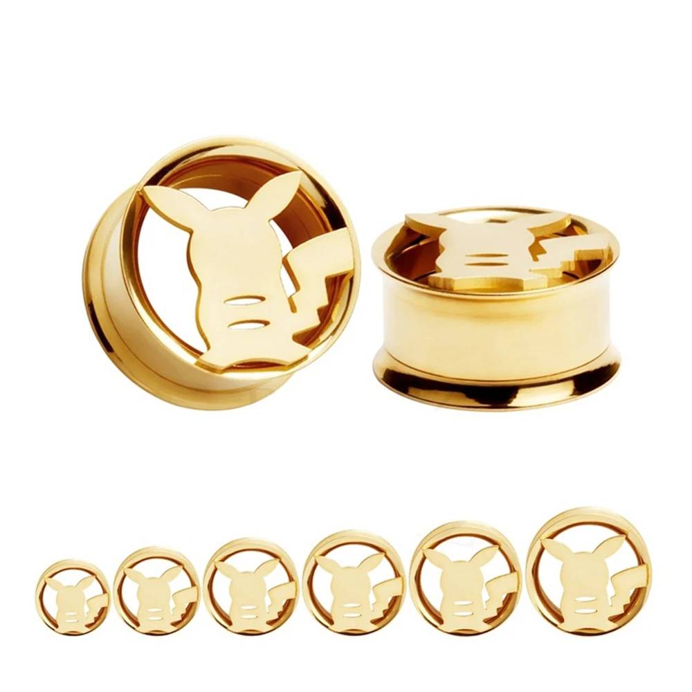 2PC 8-20mm Gold Color Ear Expanders Screw Fit Piercing Body Jewelry 316L Surgical Steel Ear Flesh Tunnel Gauges Plug Tunnels