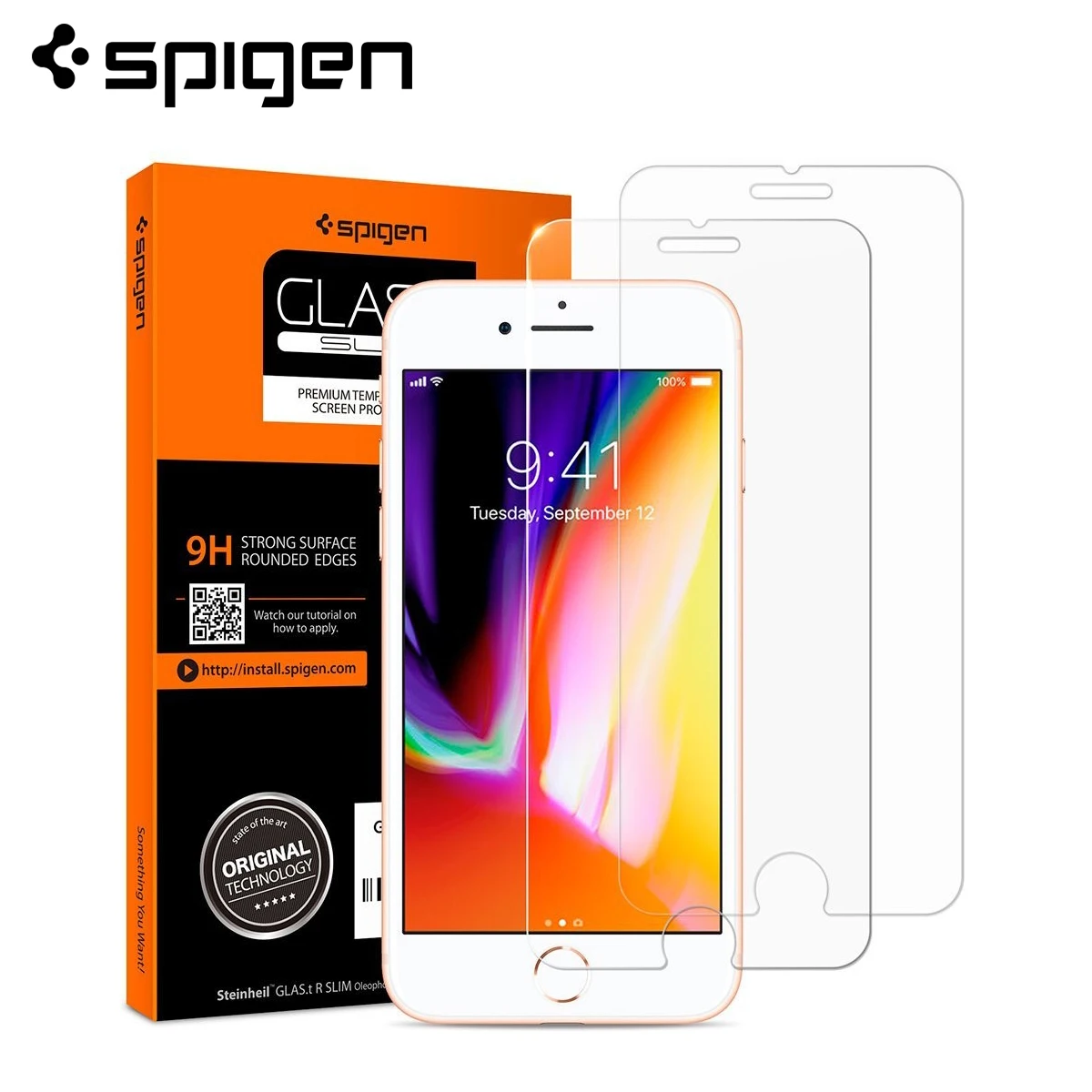 Защитная пленка из закаленного стекла SPIGEN Glas. tR Slim для iphone 8 Plus/7 Plus [2 шт]