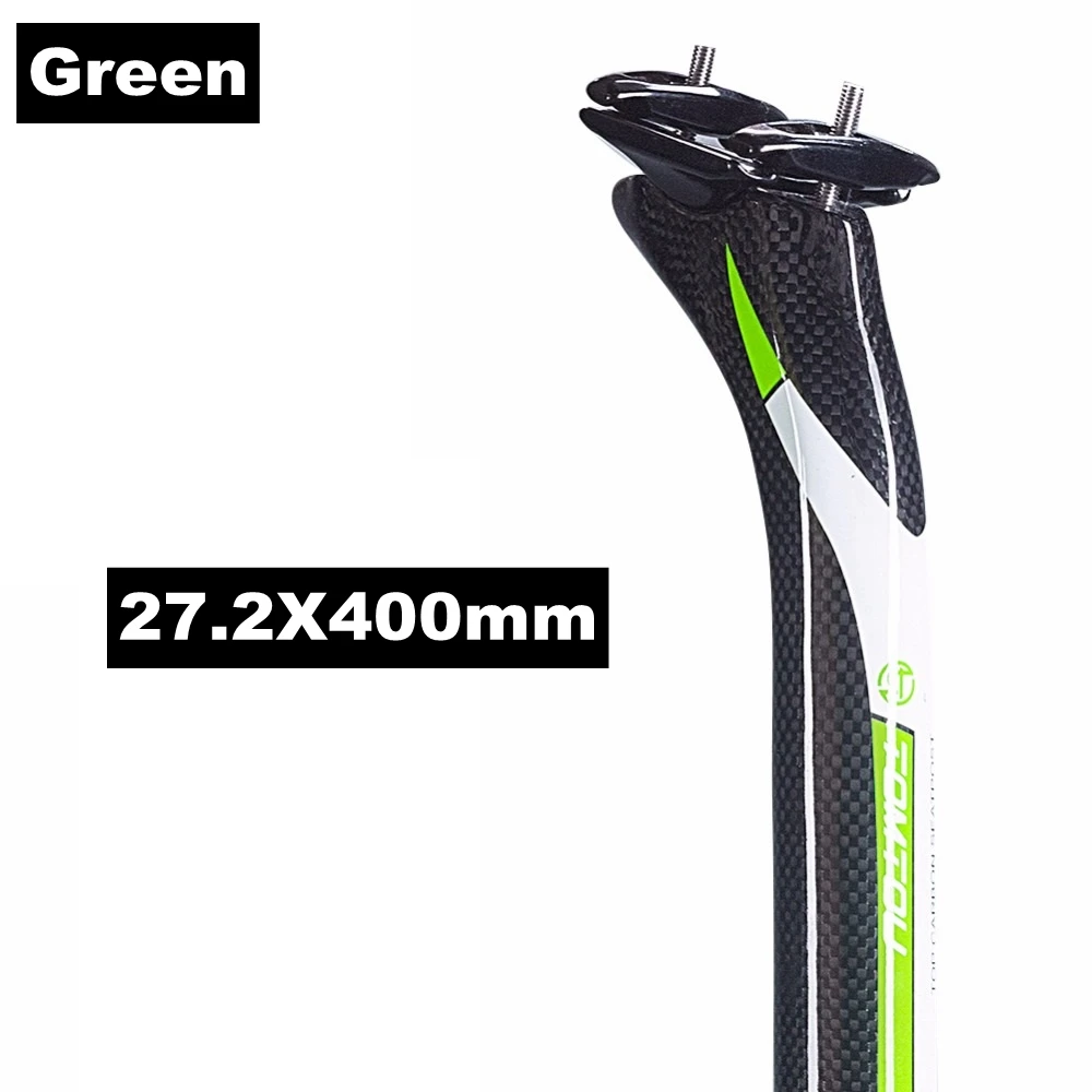 Green 27.2X400mm TOMTOU назад на-25 градусов, для велоспорта, полные 3K из углеродного волокна, велосипедный Подседельный штырь 27,2/30,8/31,6*350/400 мм для дорожного/горный велосипед Запчасти - Цвет: Green 27.2X400mm