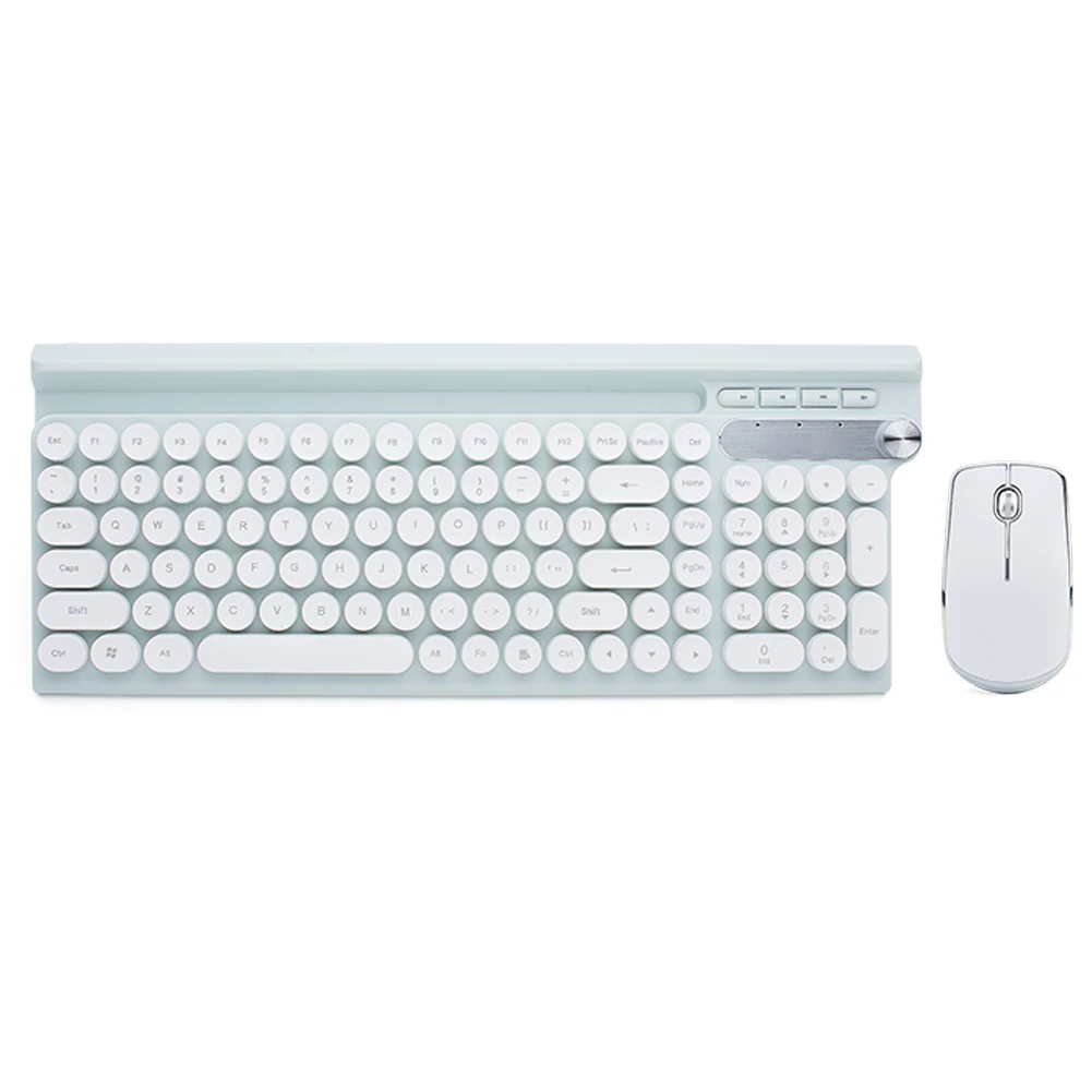 Перезаряжаемая Беспроводная клавиатура мышь комбинированная с приемником для офиса дома игр JLRJ88 - Цвет: Белый