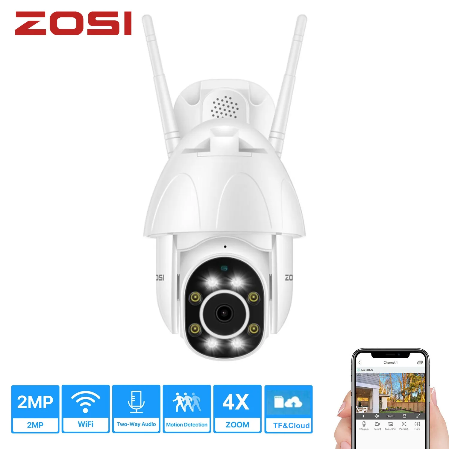 ZOSI 1080P cámara IP PTZ al aire libre Wifi velocidad Wireless Wifi de seguridad Pan Tilt cámaras de 4X Zoom Digital 2MP de vigilancia CCTV