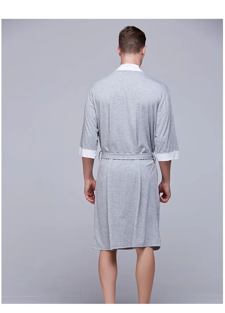 Мужской летний короткий рукав край стиль тонкий халат модал Сексуальная Домашняя одежда халат