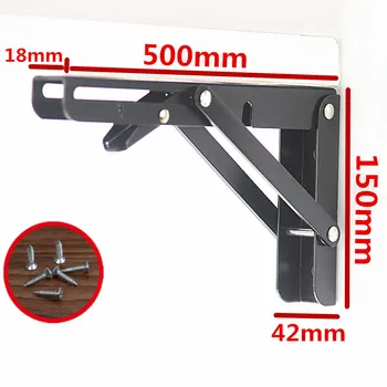 

2PCS,8-20 Inch Length Triangle Folding Angle Bracket Black Adjustable Wall Mounted Shelf Bracket Desk Table