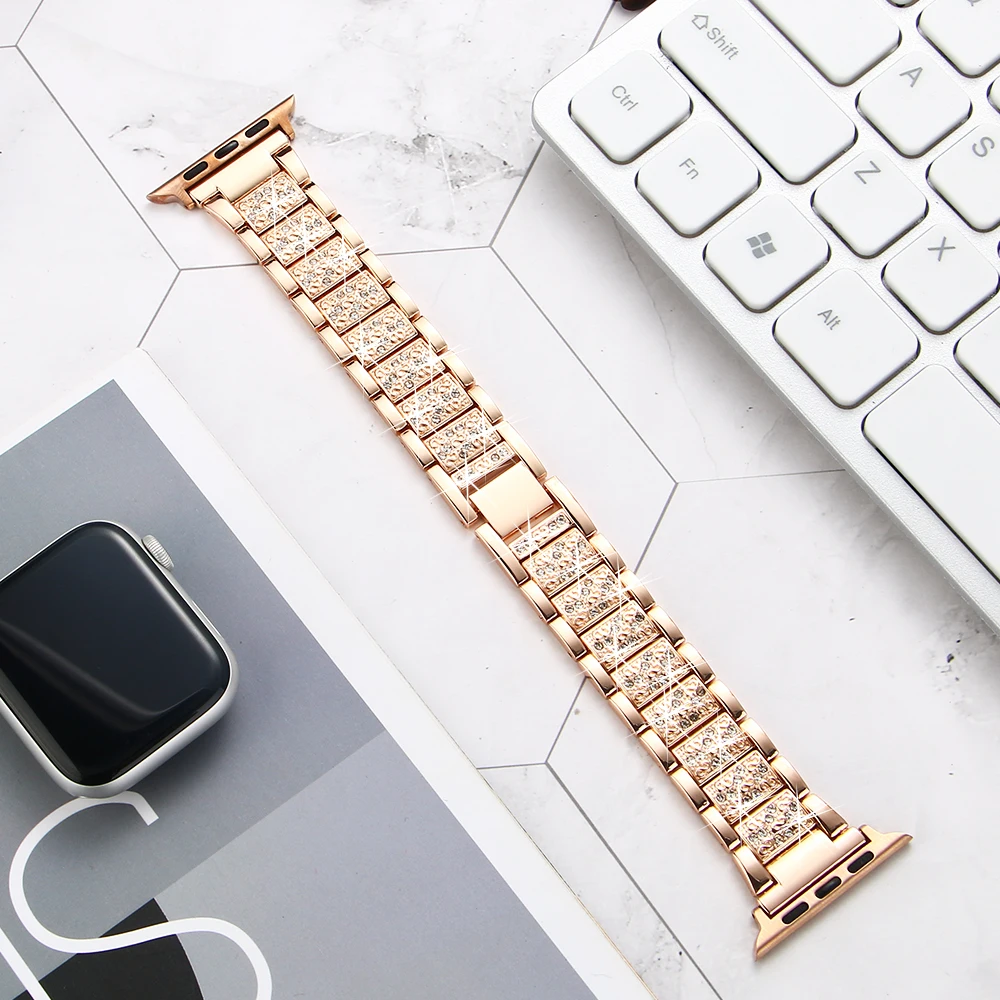 Для Apple Watch ремешок 40 мм 44 мм 38 мм 42 мм Женский бриллиантовый ремешок для Apple iWatch серии 5 4 3 21 браслет из нержавеющей стали ремешок для часов