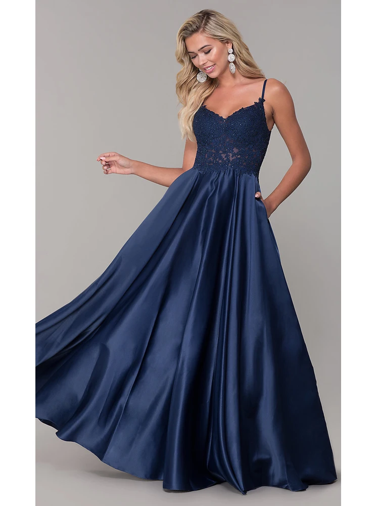 

Dress prom dresses 2020 elegant long prom dresses A-Line V-neck Embroidered Bodice Rhinestone quality customize