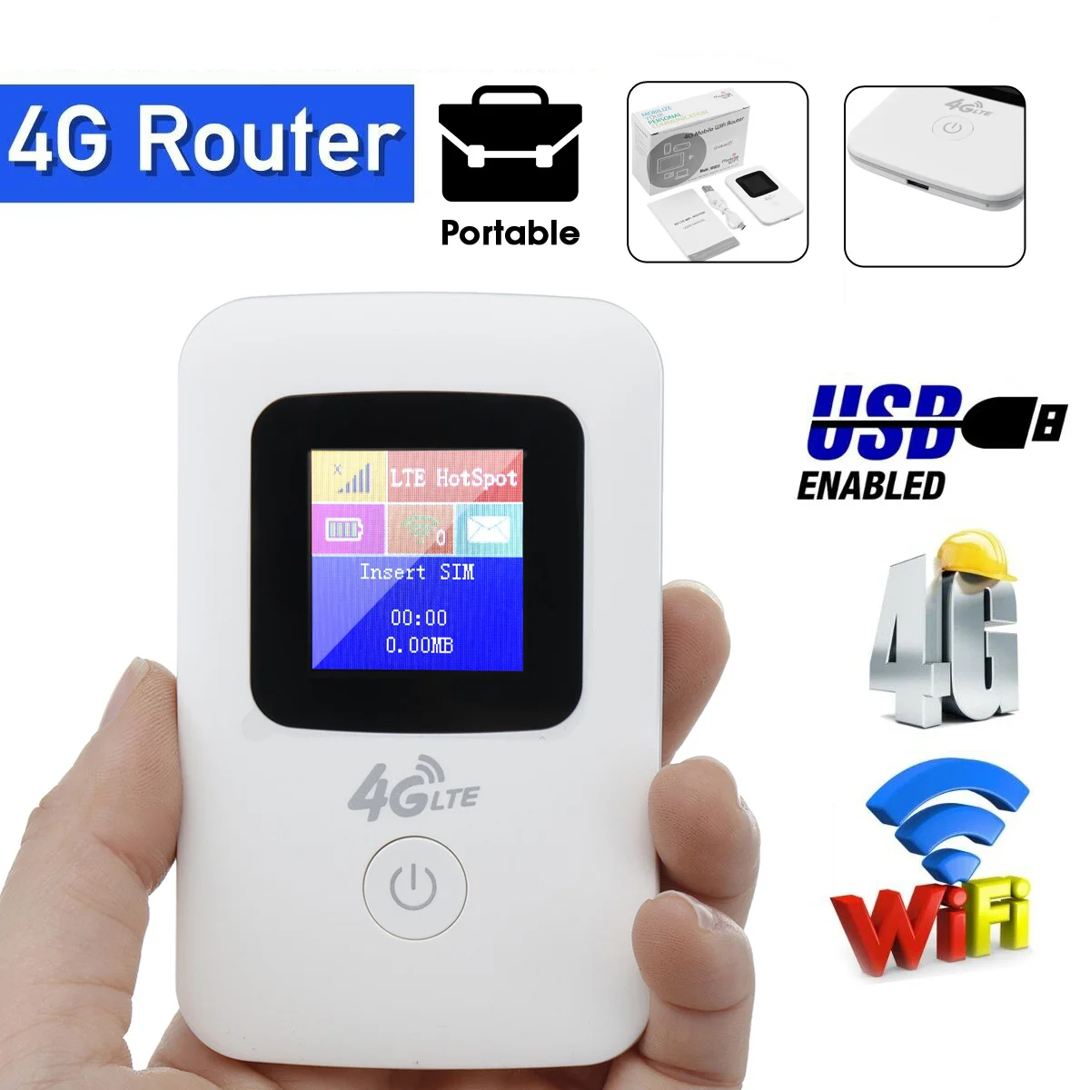 

4G LTE Mobile WiFi Wireless Router Hotspot Portable Router Modem LED Lights Supports 10 Users for Car Home Mobile Travel Campin