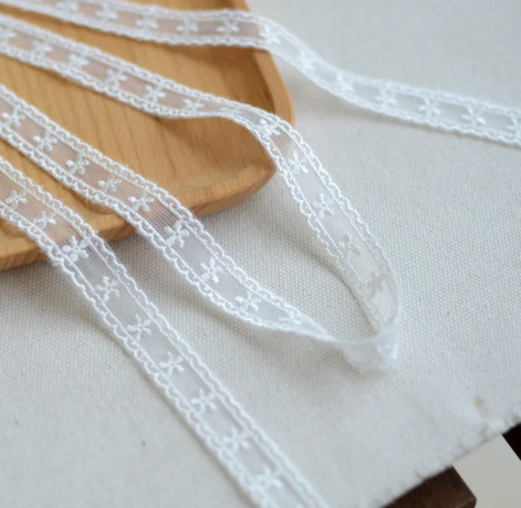 4 Meters/lot Width 1.2cm White Embroidery Lace Trim Fabric DIY Sewing Garment Accessories Dress Meterial