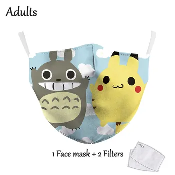 

Cute Cartoon Totoro Adult Kids Mask Reuable Fabric Mouth Cover Washable Print Dust Mouth Muffle PM 2.5 Protective Dust Filter