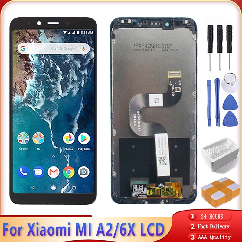 ЖК дисплей 5 99 дюйма для XIAOMI Mi A2 6X дигитайзер сенсорного экрана в сборе с рамкой