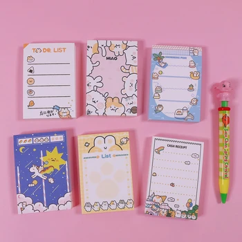 

100Sheets/Lot Kawaii Korean INS Meng Rabbit To Do List Memo Pad N Times Sticky Notes Portable Notepad School Office Supply