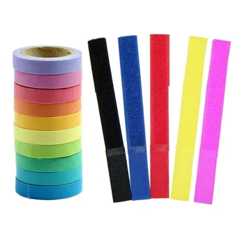 

10X Colorful Rainbow Sticky Paper Adhesive Tape 5Mx0.7cm & 8Pcs Straps 170mm x 20mm Organiser Laptop PC TV Cable Ties