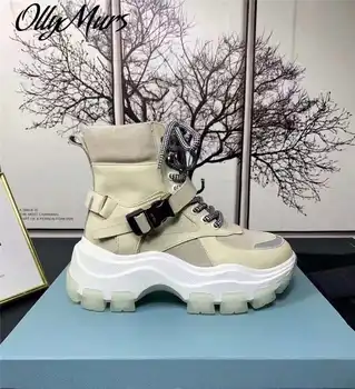 

2020 Fashion Women's Boots Genuine Leather Boots For Woman Round Toe Lace Up Boots Luxury Design Winter Boots Size 34-40