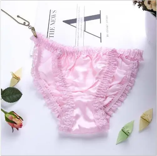 Moxeay дамское Сексуальное белье размера плюс атласное белье сексуальное кружевное белье женские атласные шелковые шелковые трусы женские трусики - Цвет: Pink