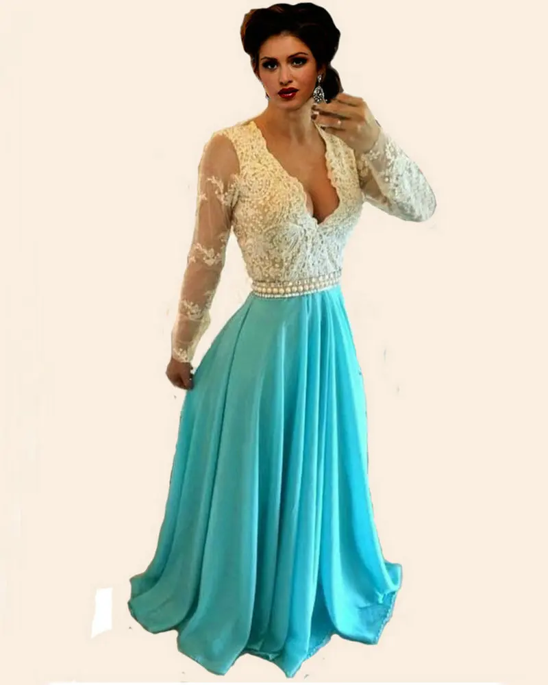 Пышные платья vestido de festa шифоновые вечерние платья с длинным рукавом, кружевное мусульманское вечернее платье