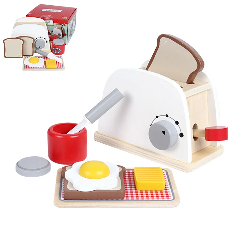 bread toaster set B Мать Сад детский деревянный игровой домик игра игрушка Тост Хлеб Тостер деревянные детские кухонные игрушки набор - Цвет: bread toaster set B