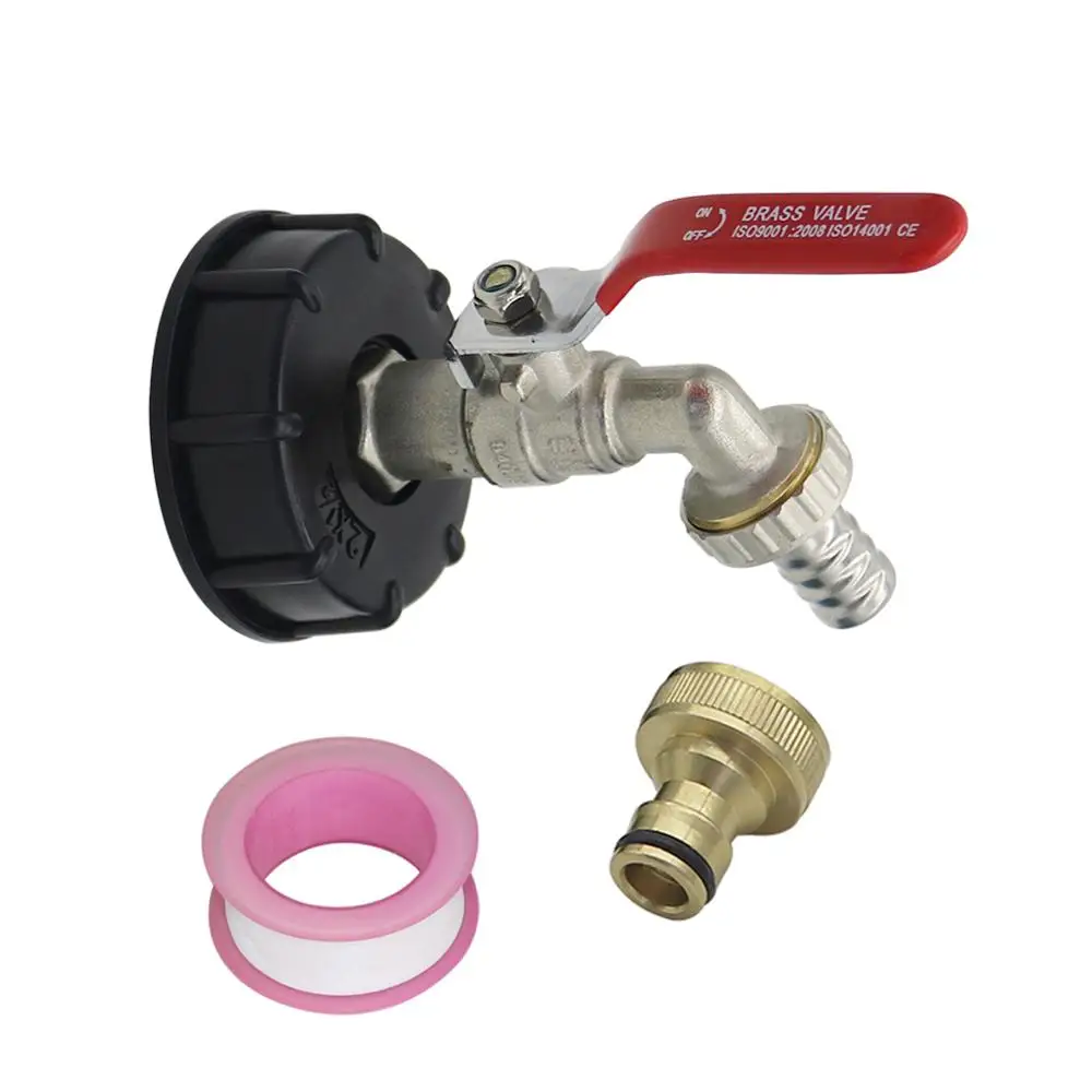 

60mm Female Thread to 1/2" Male Thread IBC Tank Valve Adapter Kit Iron Brass Tap Garden Water Connectors Drain Faucet Adapter