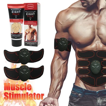 

Ems Slimming Fat Burning Massage Simulator Fitness Workout Hip Muscle Stimulator Abdominal Muscle Cream Set Kit