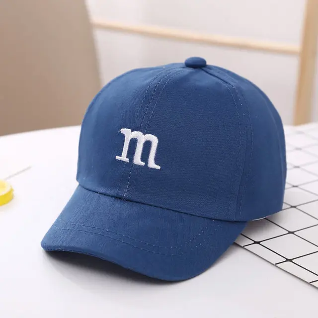  - Children's Kid Baseball Cap for Girls Boy Hats Sunscreen Baby Hat Hip Hop M Letter Embroidered Kids Caps 1-6-8-12-15 Years