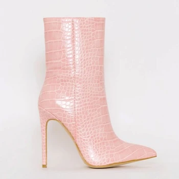 

Women's Winter Ankle Boots Dress Leather High Heels Snow Boot Woman High Heel Shoes Ladies Dress Platform Boots Shoe