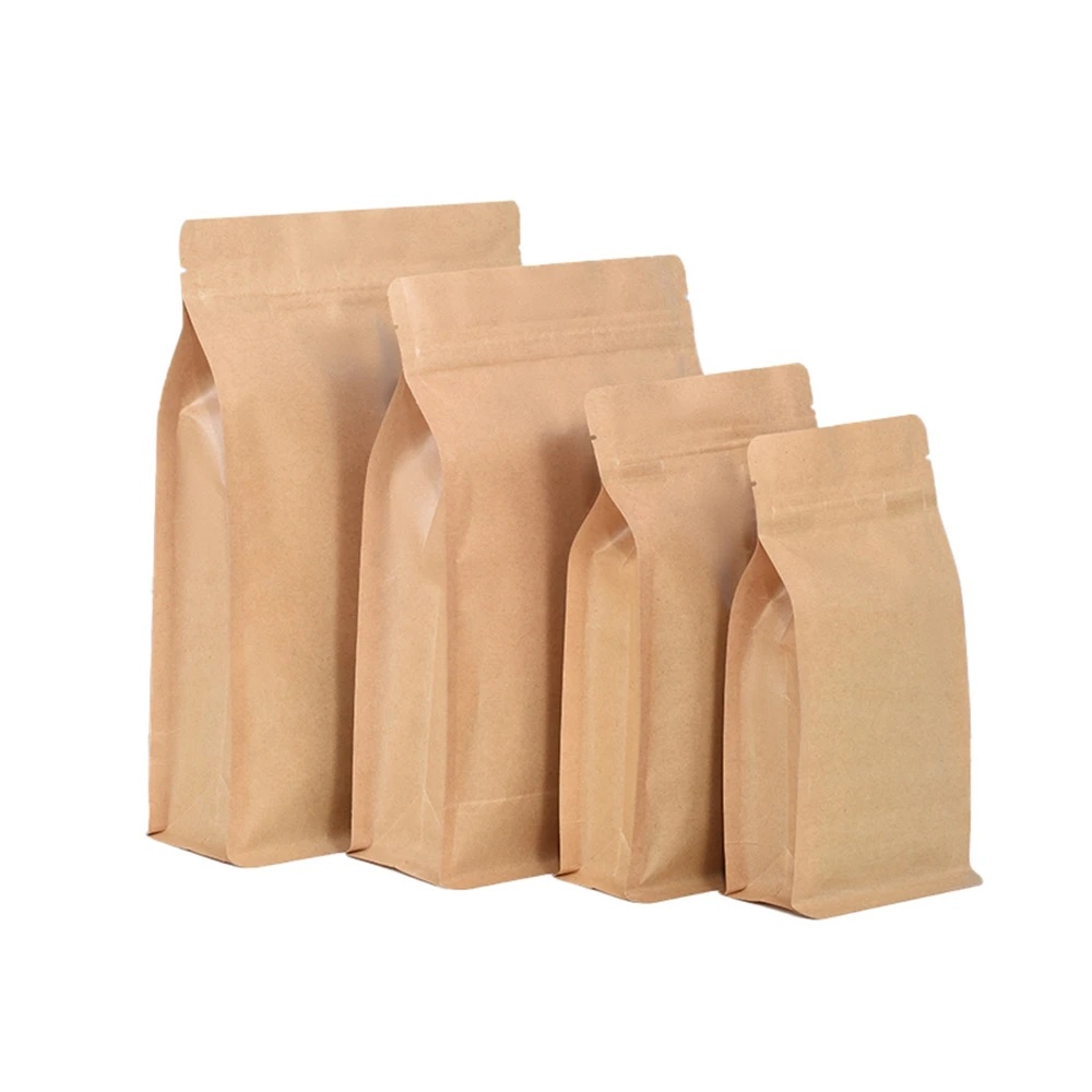 Bolsas papel Kraft resellables con cierre de cremallera, bolsas de embalaje de alimentos con sello térmico para nueces, granos de té, almacenamiento al por menor, 50 Uds.|Envoltorios y bolsas de regalo| -
