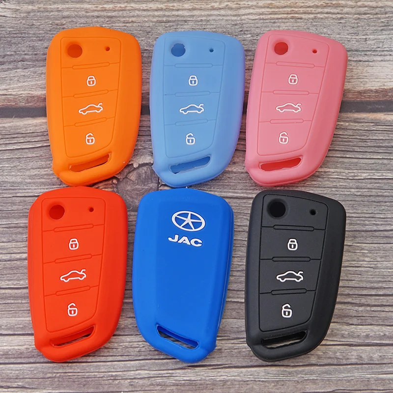 Funda de silicona para coche, funda de cobertura de mando a distancia, funda protectora para JAC S2, S3, S4, S5, S7, R3, llavero remoto plegable, accesorios para colgar