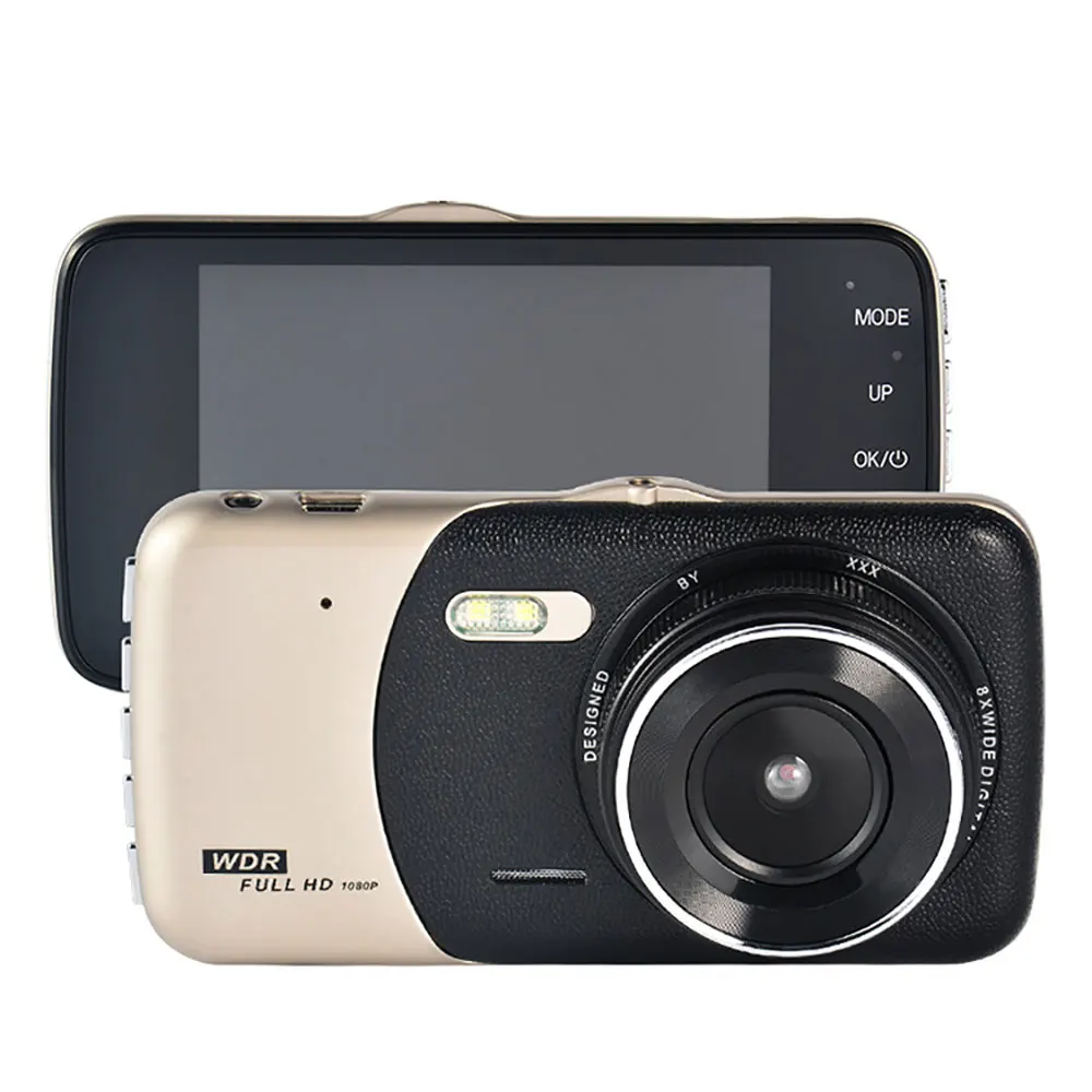 4 дюйма IPS Двойной объектив Full HD 1080P Dash Cam Видео Регистраторы с светодиодный Ночное