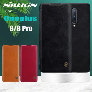 

Cover For OnePlus 8 8 Pro Flip Case Nillkin Qin Vintage Leather Flip Case Card Pocket Wallet Case For OnePlus8 Pro Phone Bags