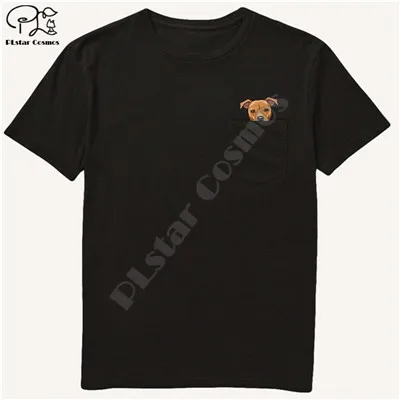 German Shepherd In Pocket T Shirt Dog Lovers Black Cotton Men Made in USA Cartoon t shirt men Unisex New Fashion tshirt style-13 black