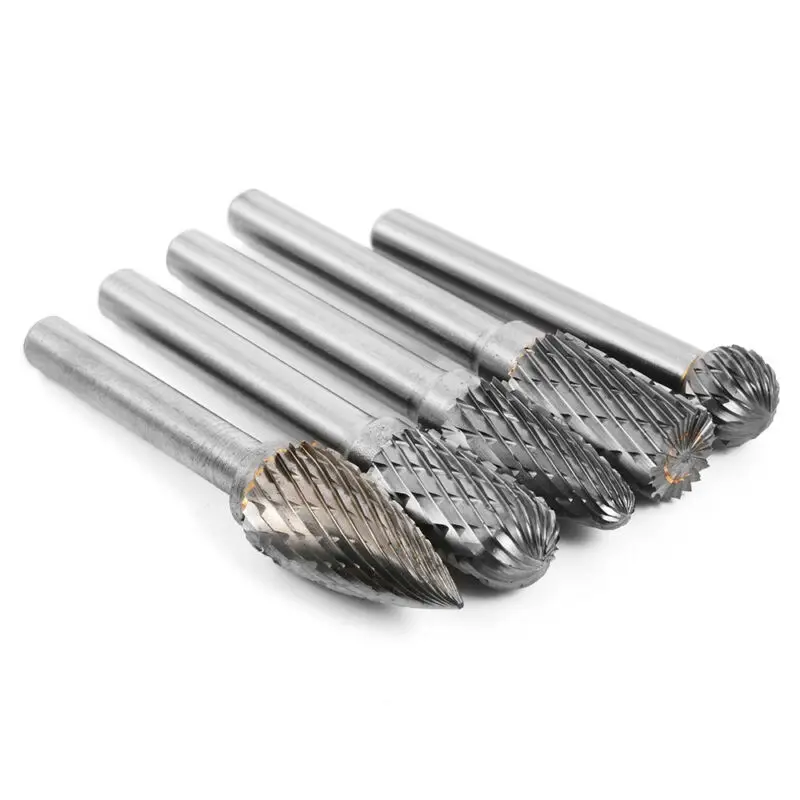 

1/4 Tungsten Carbide Cutter Rotary Burr 5pcs Set CNC Engraving Bit 10mm