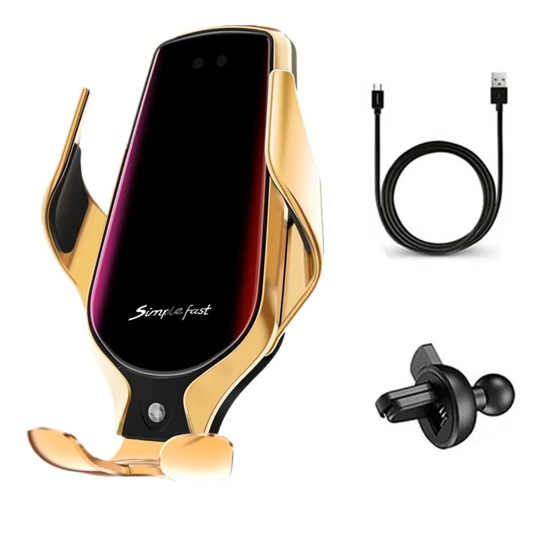 Tongdaytech 10 Вт автомобильное Qi Быстрое беспроводное зарядное устройство для iPhone XS X 8 11 Pro Max Авто вентиляционное отверстие держатель для samsung S10 S9 S8 Note 8 9 10 - Тип штекера: Gold