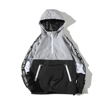 

2019 Welcome friend New Tracksuit Coat Men Patchwork Color Block Pullover Jacket Fashion Hip Hop Streetwear