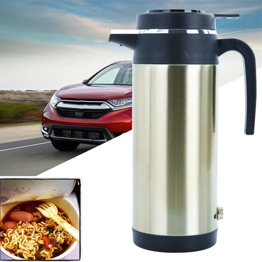 1200 мл, 12 В, 24 В, чашка для домашнего путешествия, большая емкость, кофейная, электрическая, нержавеющая сталь, ручка, портативная, изолированная крышка, автомобильный чайник для воды