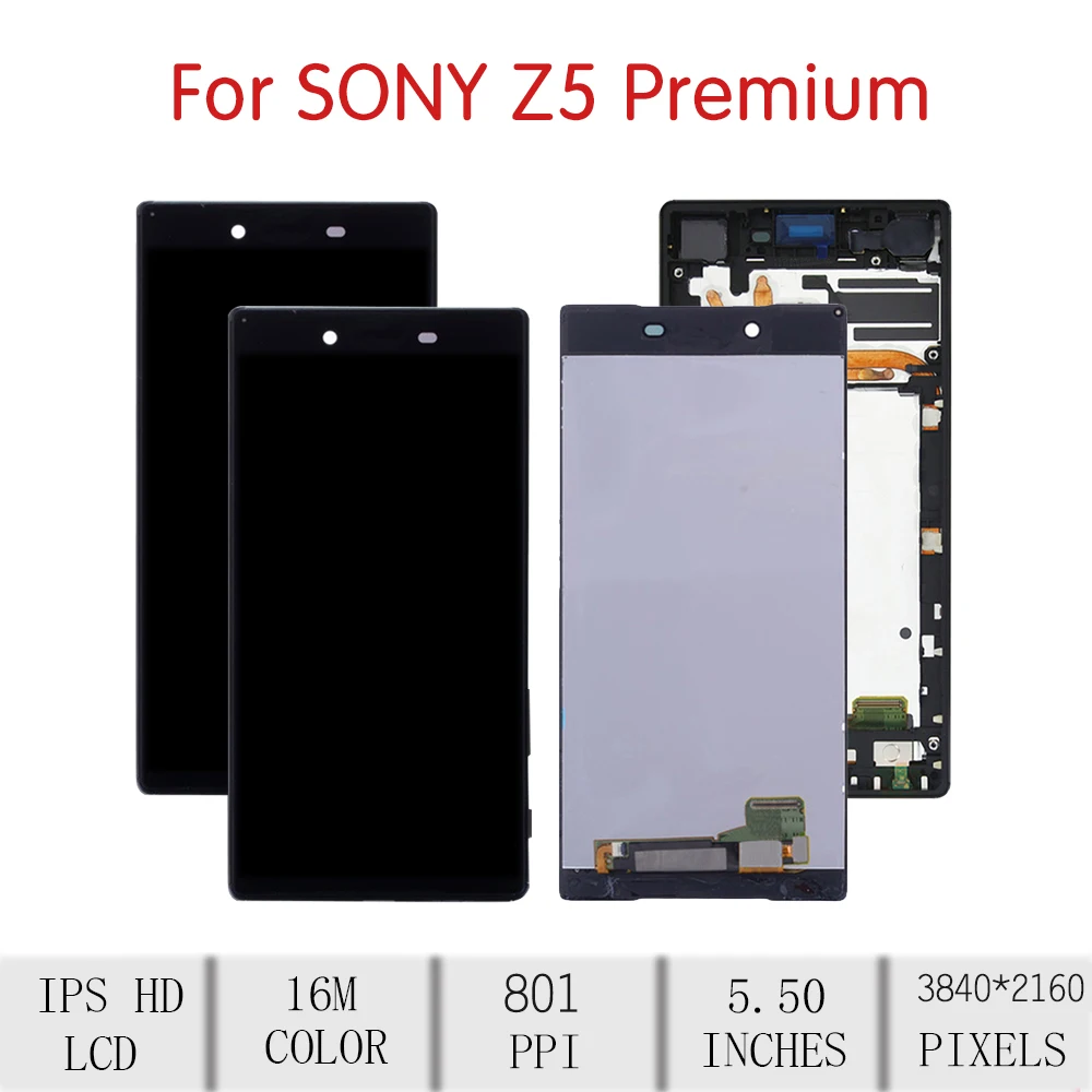 Для sony Xperia Z5 Premium lcd кодирующий преобразователь сенсорного экрана в сборе для sony Z5 Premium дисплей с заменой рамки Z5+ P
