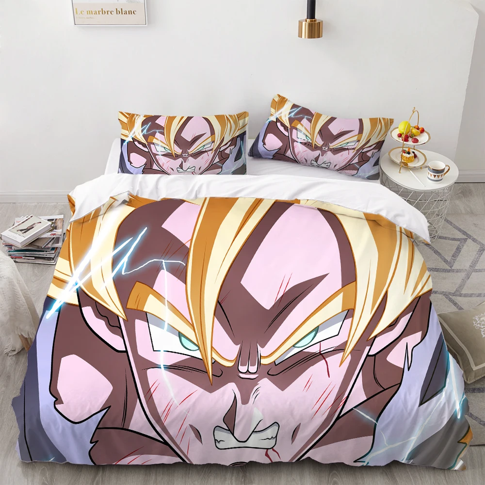 

Dragon Ball Bedding Set 3 Piece Cover Set Super Saiyan Duvet Cover Bedding Luxury Bed Quilt Cover Kids Soft Bed Cover Set