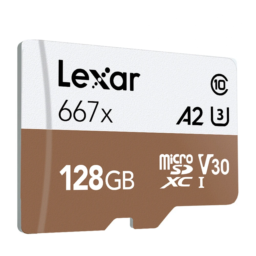 Lexar 667x слот для карт памяти A2 высокое Скорость 100 МБ/с. 256 ГБ 128 Гб 64 Гб V30 Class 10 UHS-I U3 карта mirco-SD для 1080p Full-HD 3D видео в формате 4K