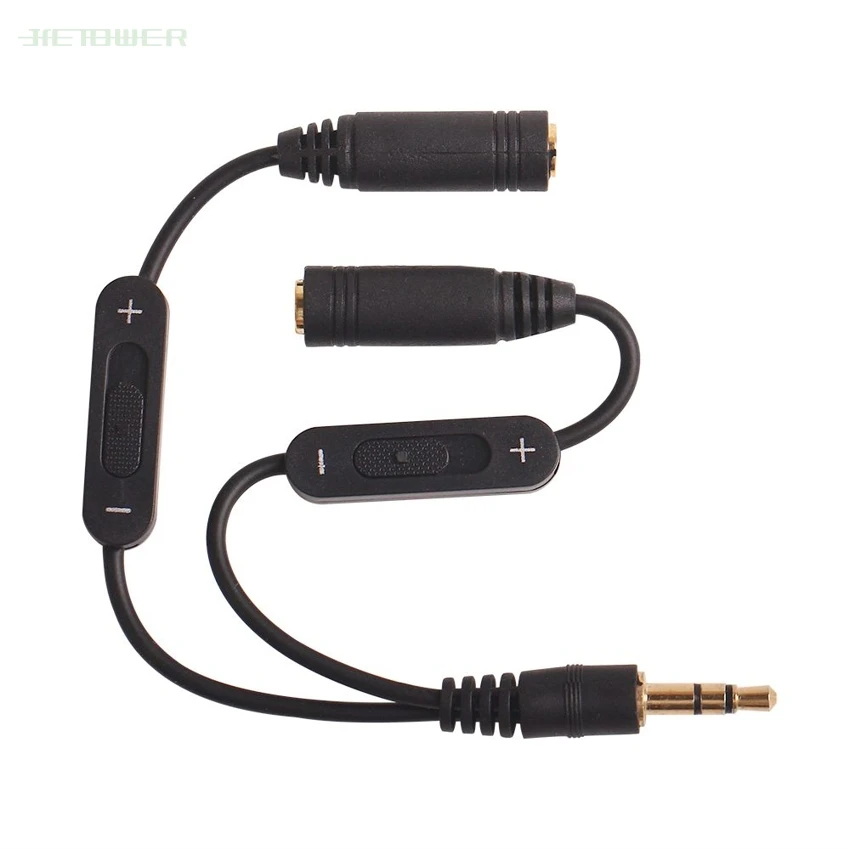 3 5 jack Splitter Male to 2 Female Jack 3 5mm Stereo Audio Cable Y Splitter Adapter Volume Control Headphone Phone AUX Cable