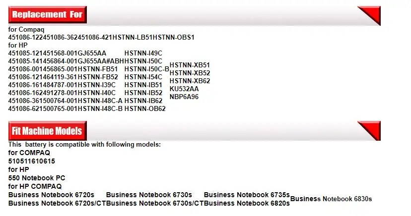 Аккумулятор для ноутбука hp COMPAQ 510 550 610 615 s 6720s 6730s 6735s 6820s 6830s HSTNN-IB51/LB51/IB62 с отверткой