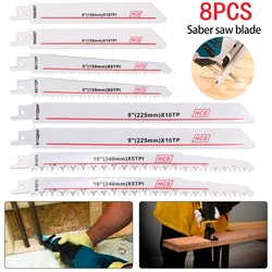 8 pçs jig viu lâmina reciprocating lâminas de serra sabre serra de serra multi lâmina de serra para corte de madeira metal pvc ferramentas elétricas acessórios