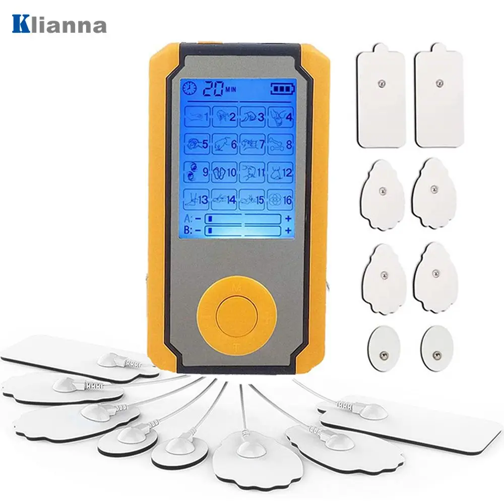 

16 Modes Electric Pulse TENS Unit Low Frequency Physiotherapy Device Full Body Massager with 4 Electrode Pads for Pain Relief