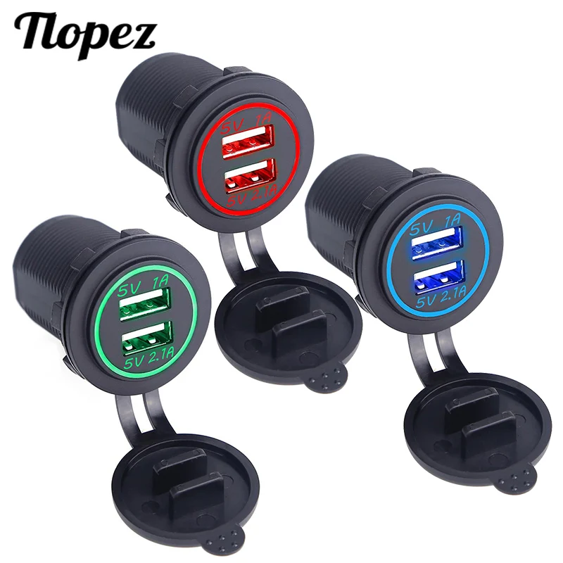 12V-24V USB Outlet Waterproof Dual Car Charger Cigarette Lighter Socket Power Adapter 5V 3.1A for Marine Boat D5 | Автомобили и