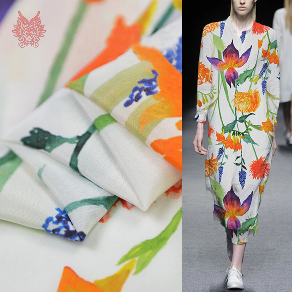 Французский романтический цветочный принт 16 мм крепдешин шелковая ткань для лета и осени фантазия рубашка жилет tecido stoffen tela SP5846