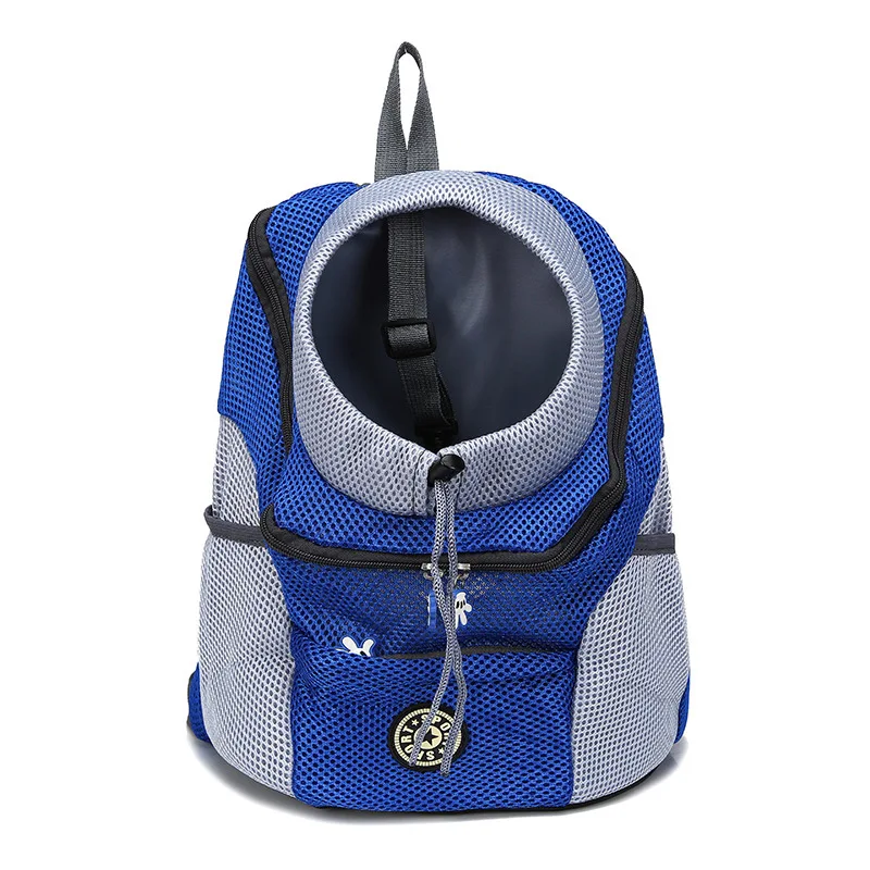 Портативная дорожная сумка-переноска для собак на открытом воздухе с двойным плечом, рюкзак для собак, передняя сумка для собак, сетчатый рюкзак на голову - Цвет: Blue