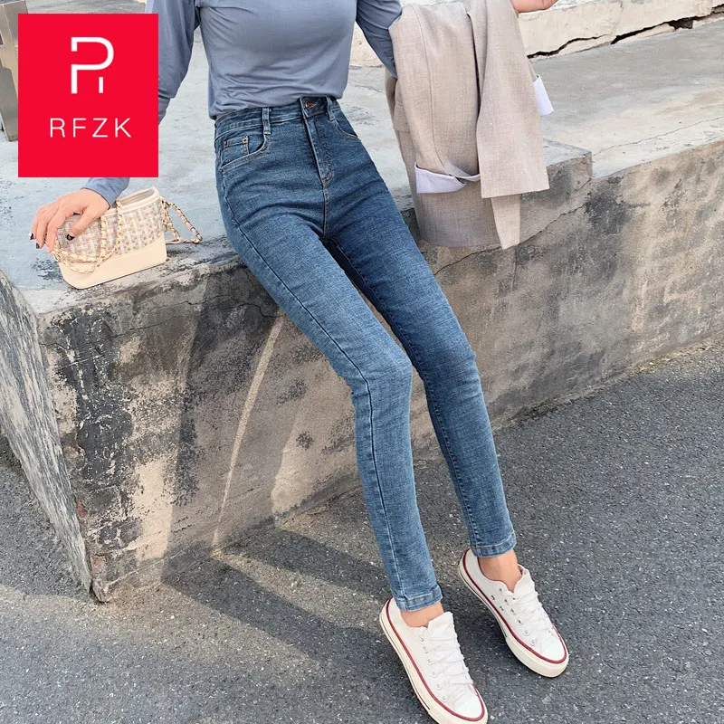 

RFZK Plus velvet jeans women 2020 new autumn and winter skinny was thin black wild feet thickened wearing high waist pencil