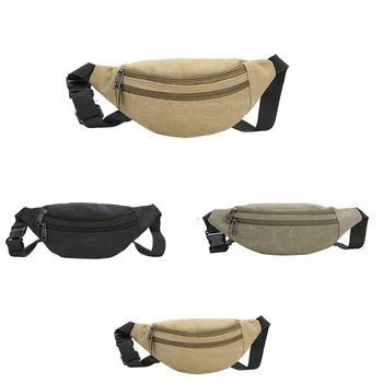 

Men Waist Bag Casual Functional Money Phone Pouch Belt Bag Women Bag for Belt Canvas Hip Bag Fanny Pack Banana bag