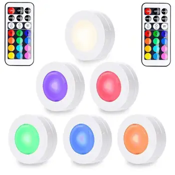 

Dimmable RGB LED Under Cabinet Light Touch Sensor LED Puck Lamp For Closet Showcase Cupboard Drawer Wardrobe RGB Lights Lighting