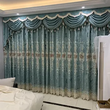 

Drapes In Living Room Luxury Gray Curtains with Embroidery for Bedroom Livingroom Window Treatment Sheer Tulle Curtains WP147*30