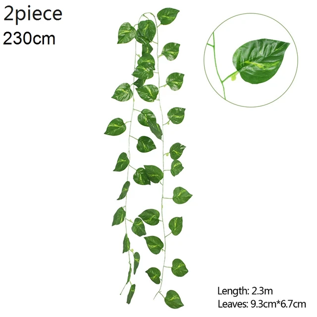 Artificial Flowers Vine Garland Wisteria Silk Artificial Rattan Hanging Flowers Romantic Wedding Arch Decoration Fake Ivy Plants G03-2pcs-leaves