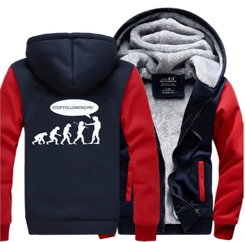 

Stop Following Me Winter Men Thick Warm Fleece Jacket Caveman Funny Coat Thicken Coats Hoodies Sweatshirts Jackets Sportswear