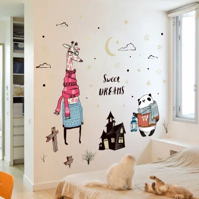 Большой жираф кролик воздушный шар наклейки на стену для детской комнаты для маленьких девочек комнаты для спальни Настенная Наклейка с животными украшение детской комнаты - Цвет: A-9